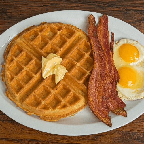Waffle Combo w/ Applewood Smoked Bacon.